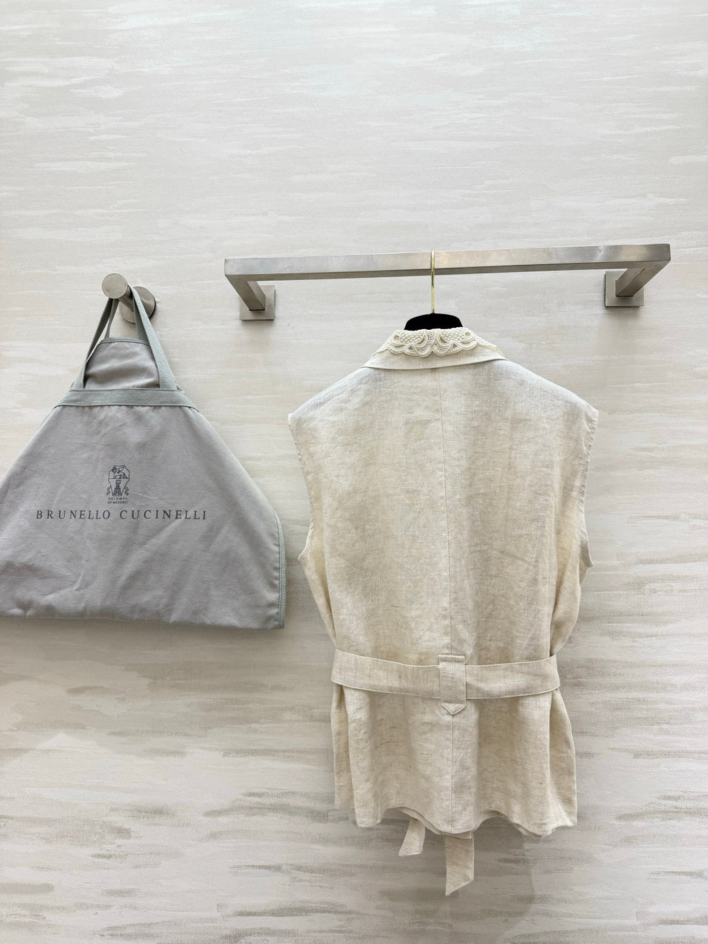 Brunello Cucinelli Vest Cream Linen 396981