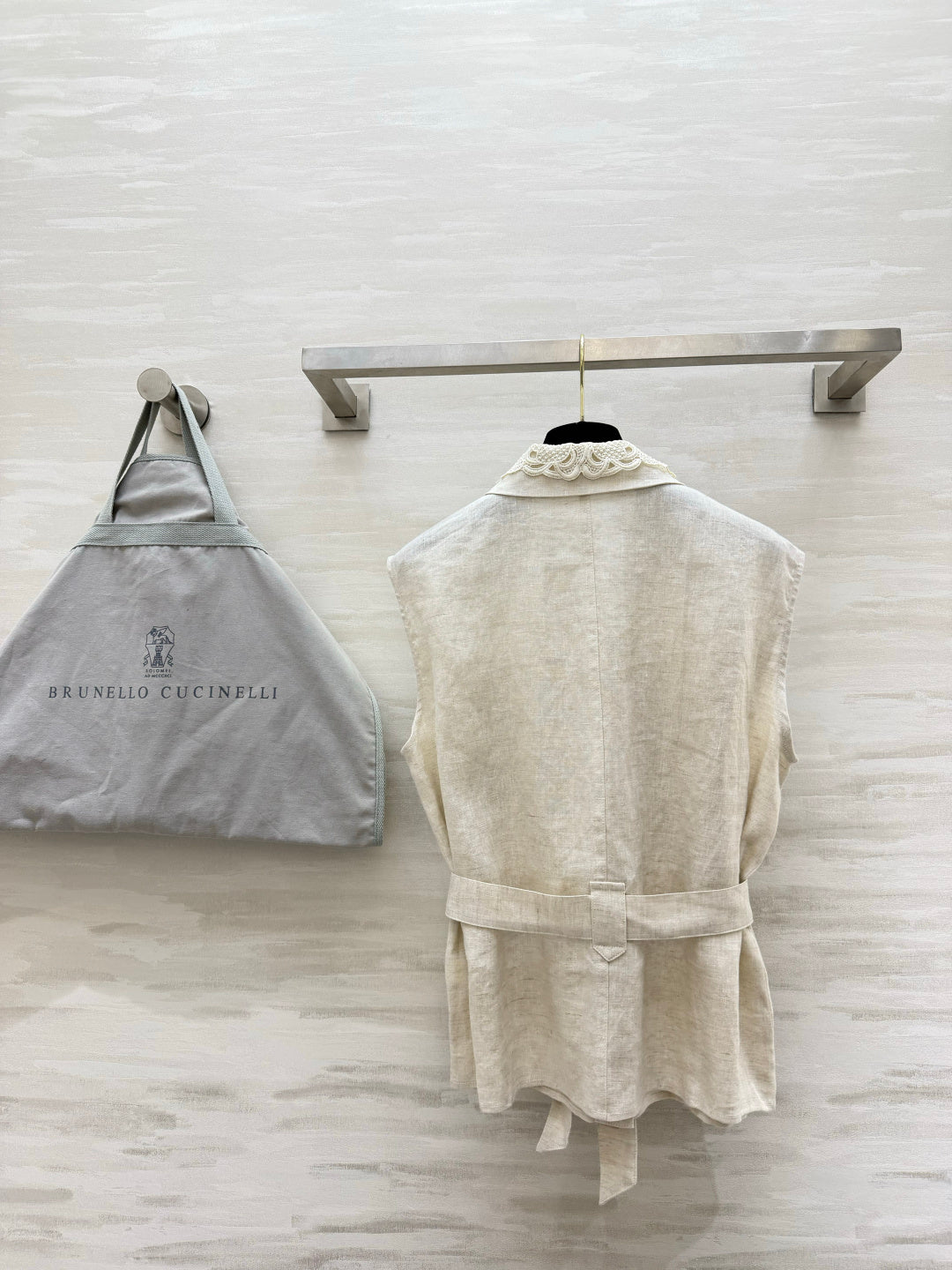 Brunello Cucinelli Vest Cream Linen 396981