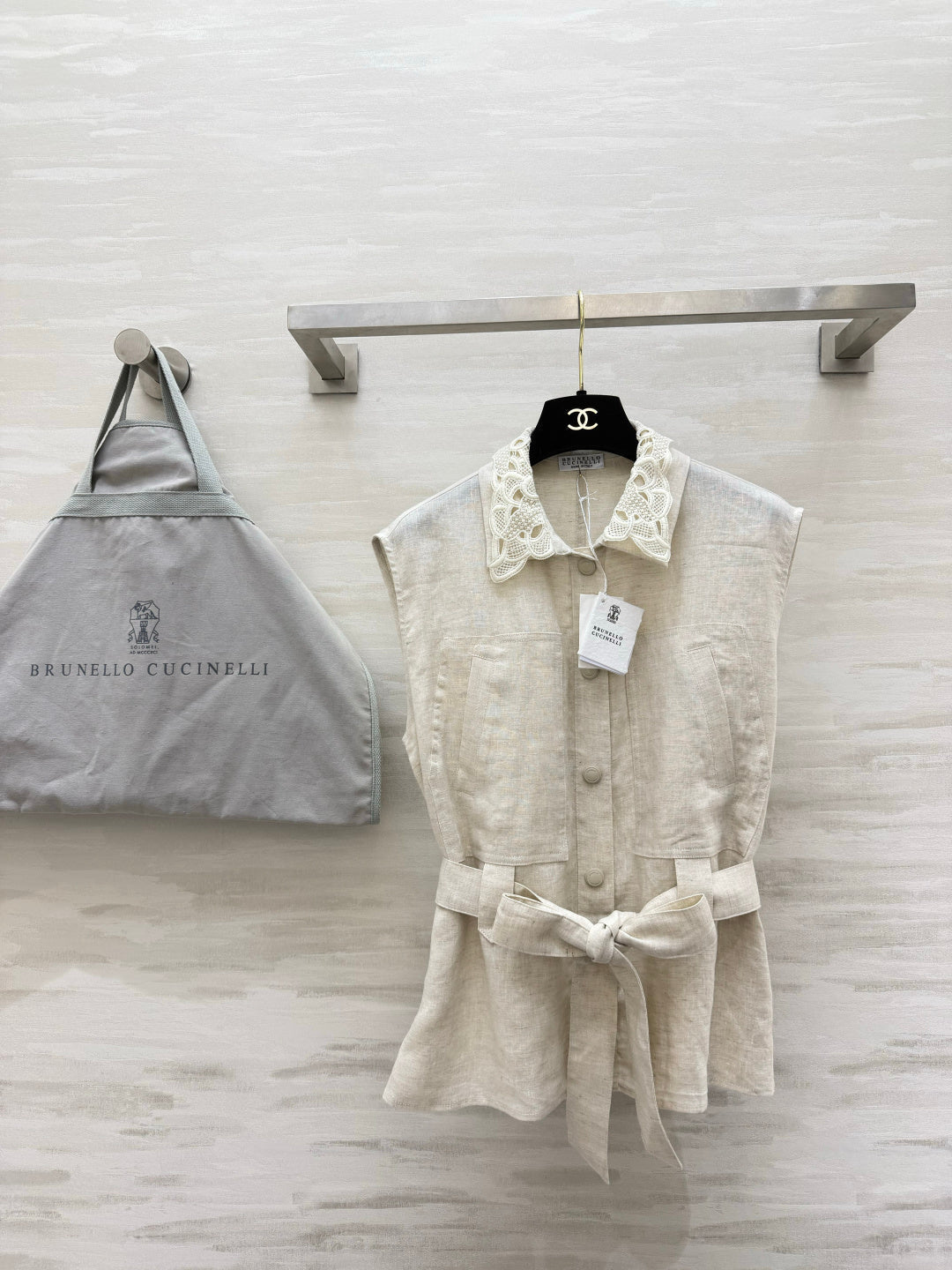 Brunello Cucinelli Vest Cream Linen 396981