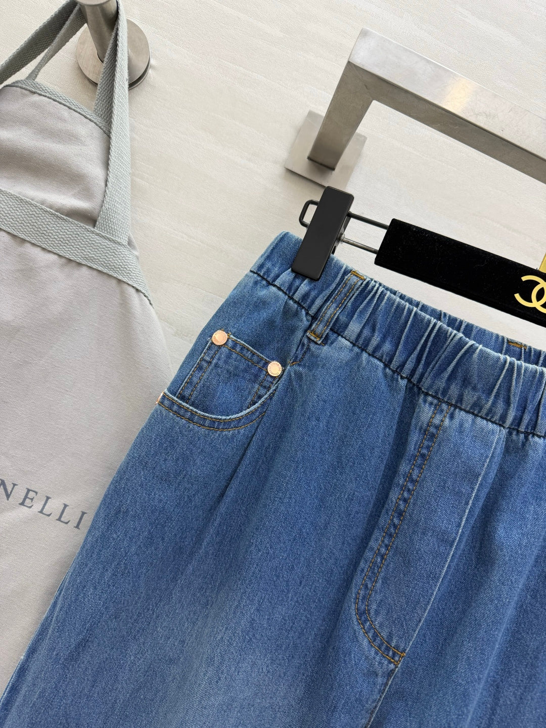 Brunello Cucinelli Set Short Long Pants Washed Denim 396974