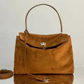 Balenciaga Medium Bag 35 Camel Brown Suede Sliver Hardware