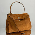 Balenciaga Large Bag 40 Camel Brown Suede Sliver Hardware