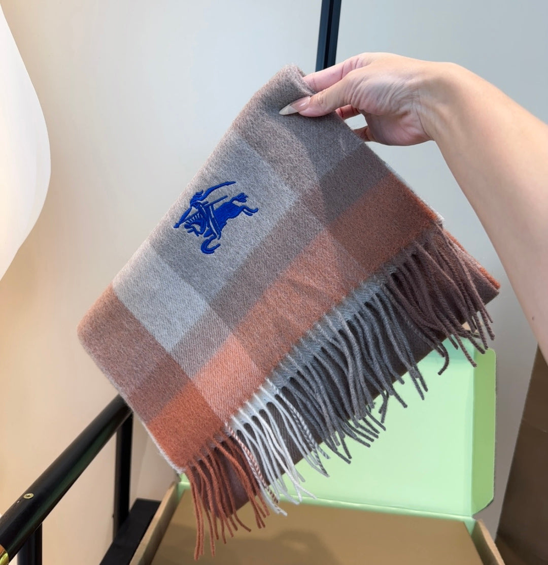 BRR Check Scarf 30*180cm Orange Grey Cashmere 207633