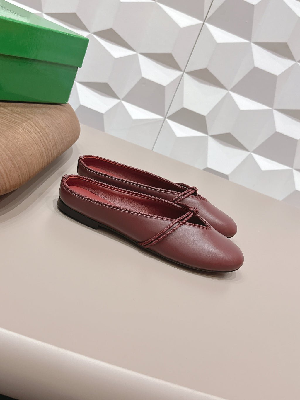 BV Rosa Mary-Jane Ballerina Burgundy Lambskin 613305