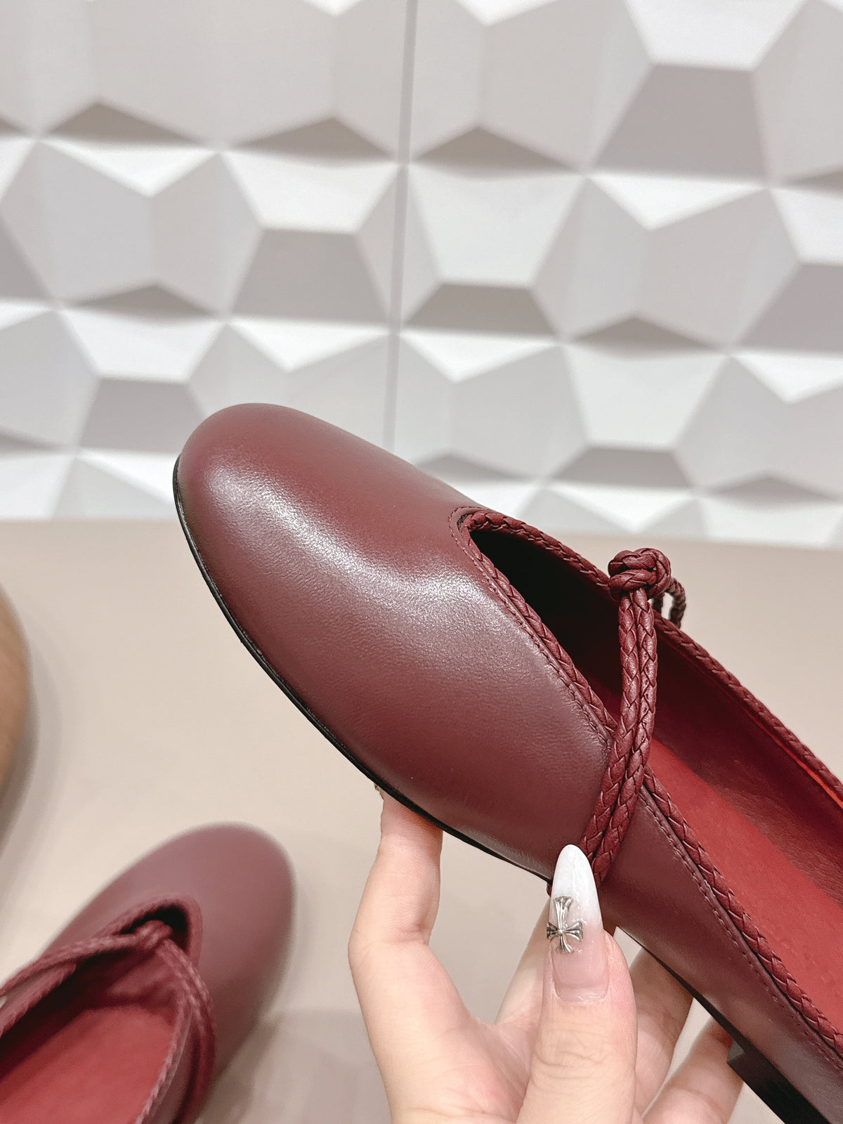 BV Rosa Mary-Jane Ballerina Burgundy Lambskin 613305