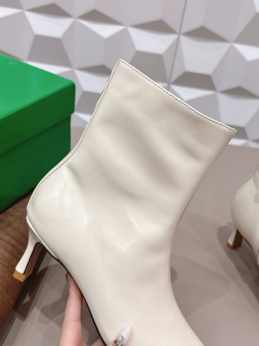 BV Sofia Ankle Boot 7cm White Lambskin 613292
