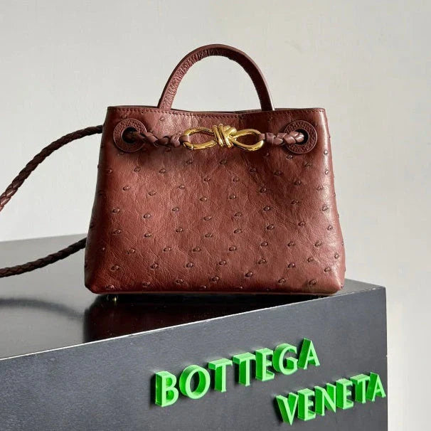 Bottega Veneta 2026 Andiamo Bag 20.5cm Sapele Ostrich Leather