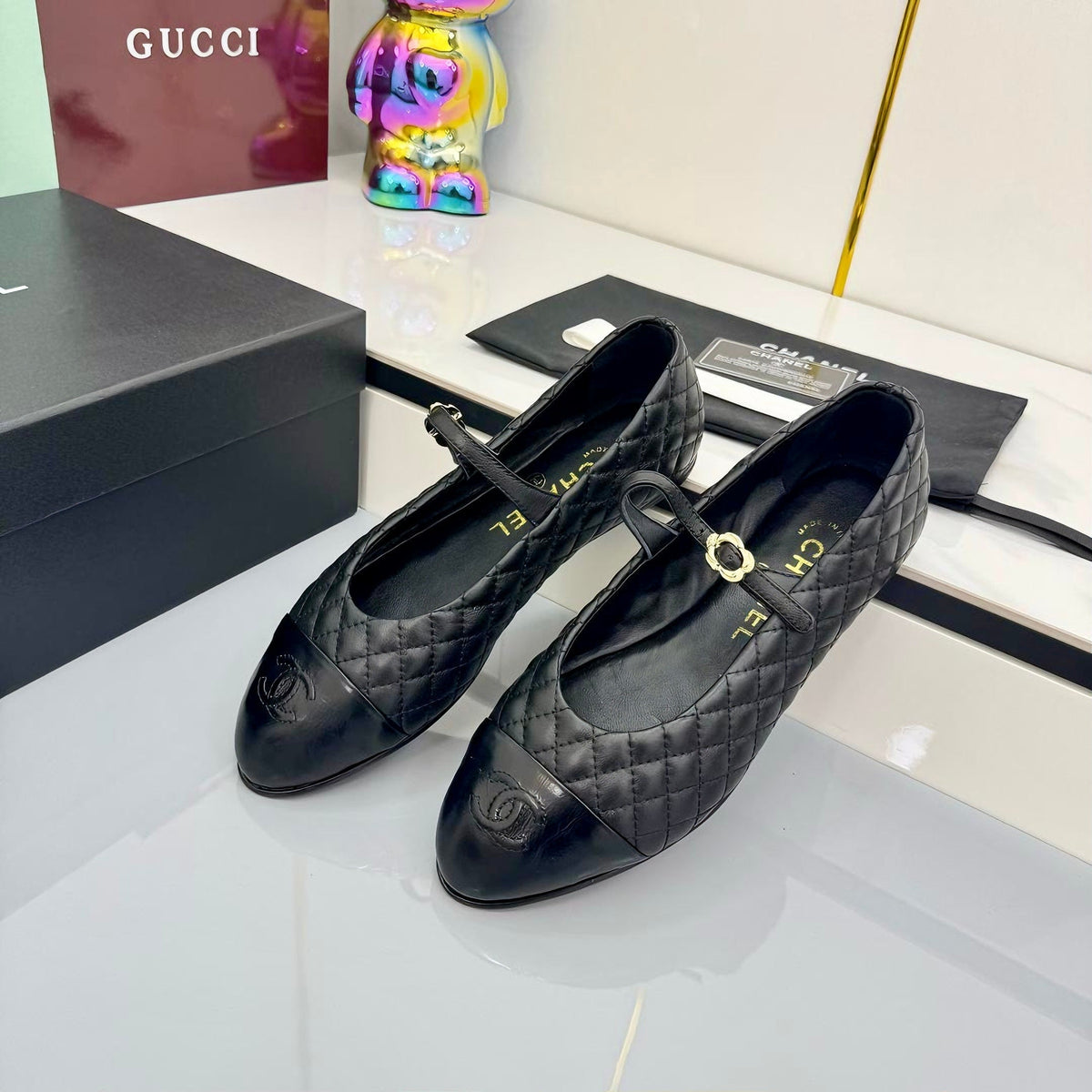 CC 25 Mary Jane Black Quilted Lambskin 368134