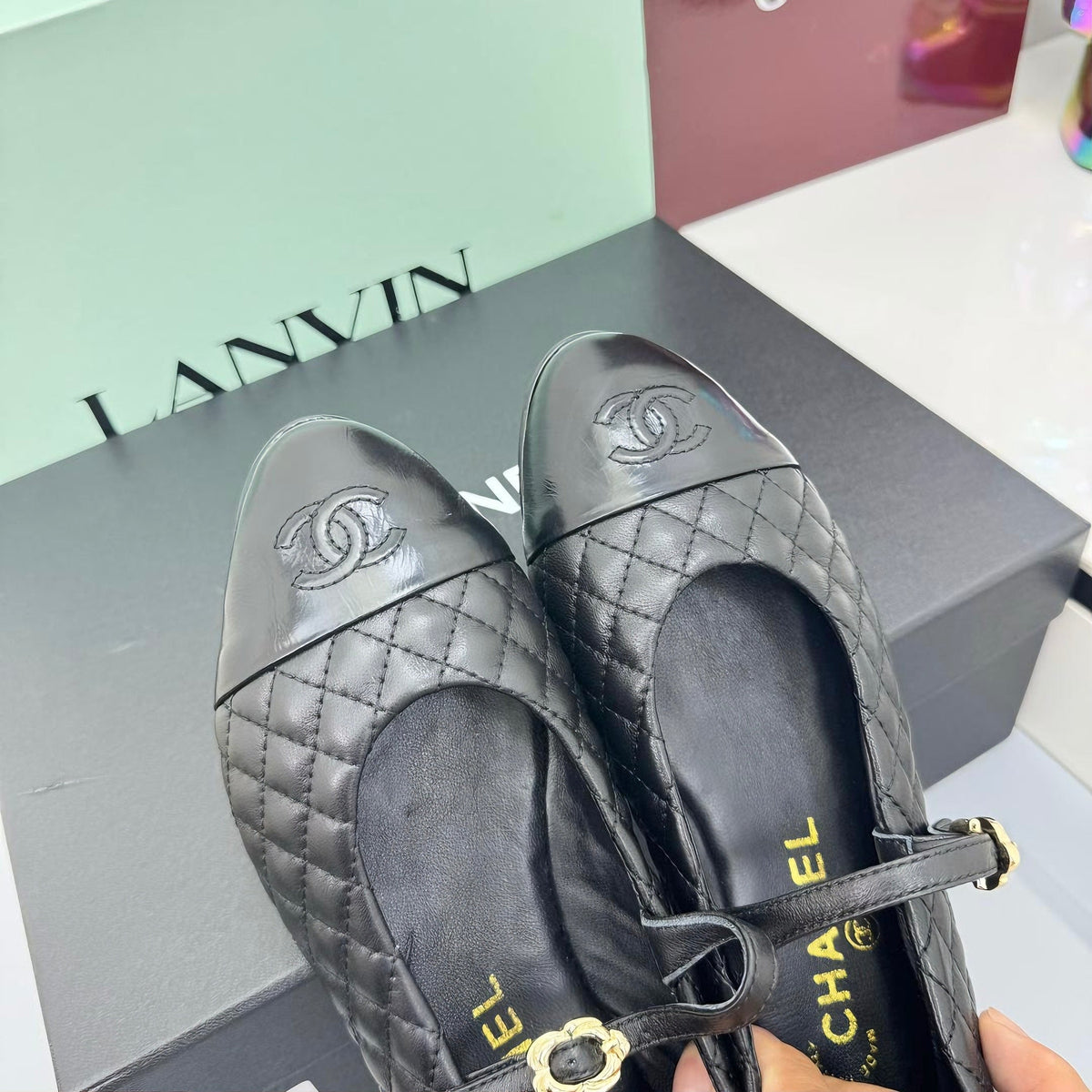 CC 25 Mary Jane Black Quilted Lambskin 368134
