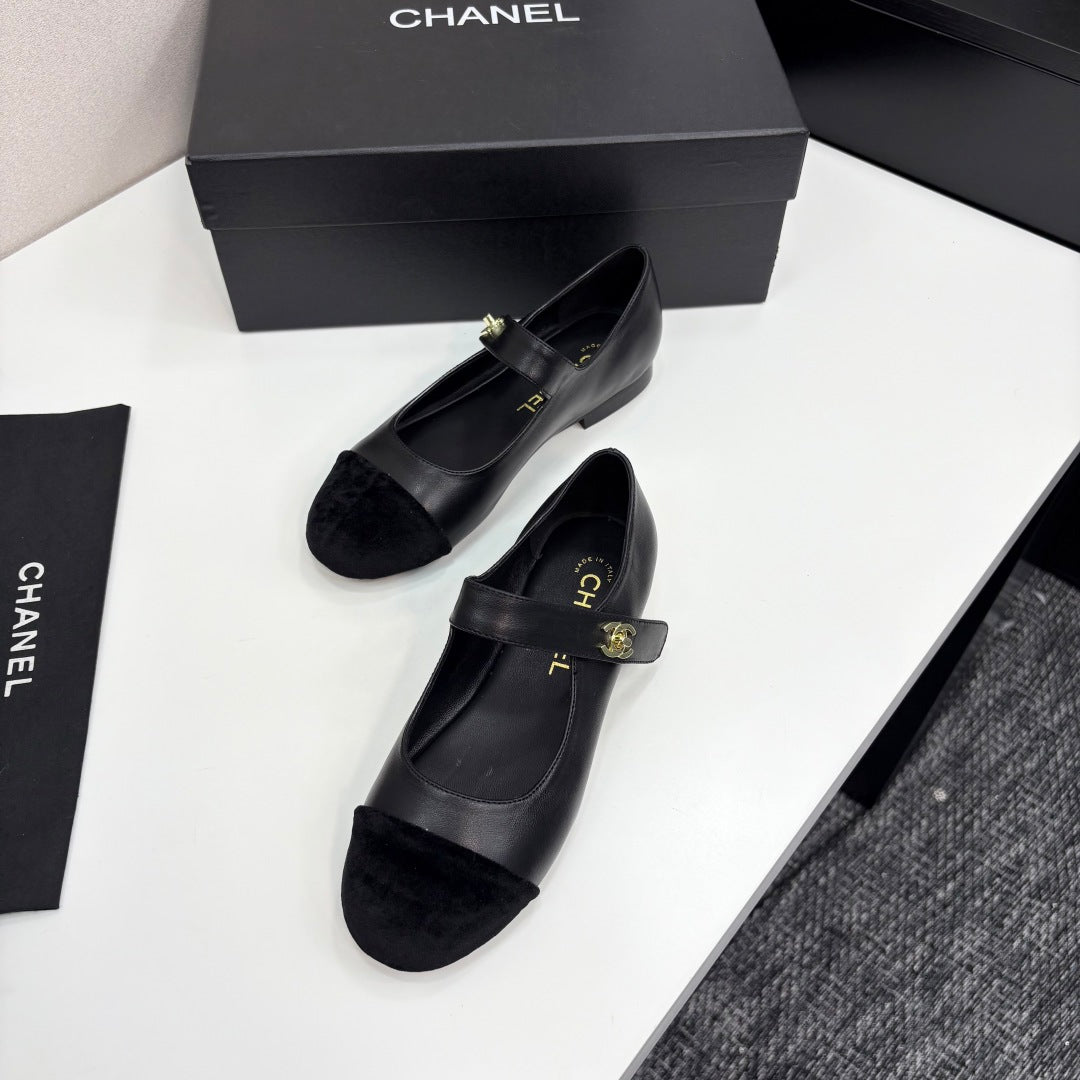 CC 25 Mary Janes In Black Sheepskin And Grosgrain 352467