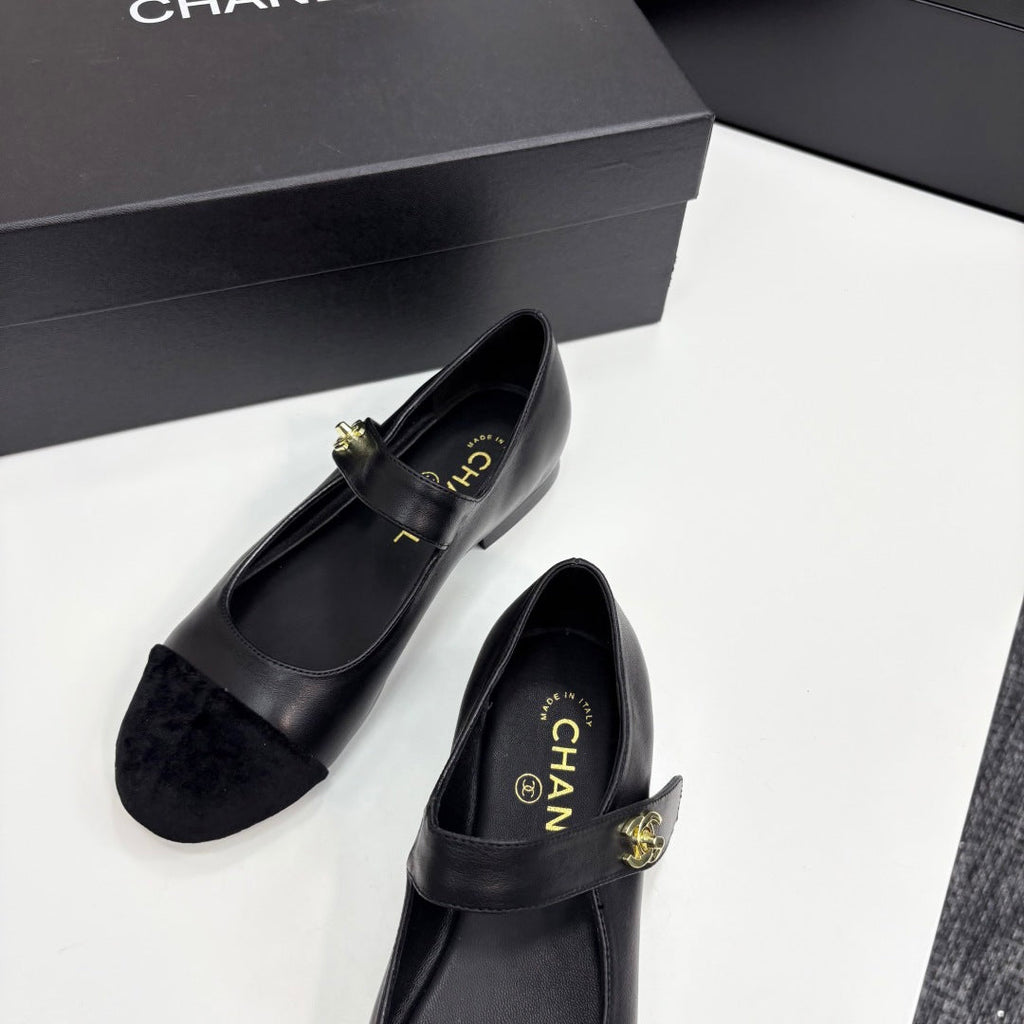 CC 25 Mary Janes In Black Sheepskin And Grosgrain 352467