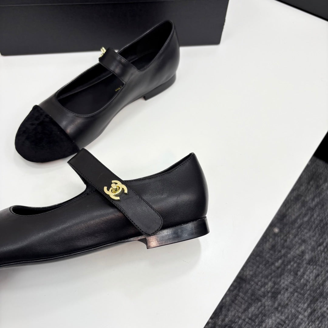 CC 25 Mary Janes In Black Sheepskin And Grosgrain 352467