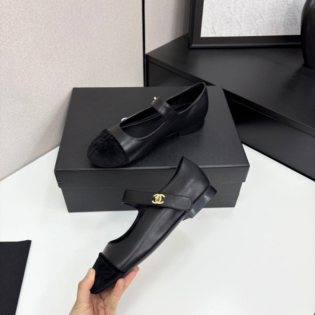 CC 25 Mary Janes In Black Sheepskin And Grosgrain 352467