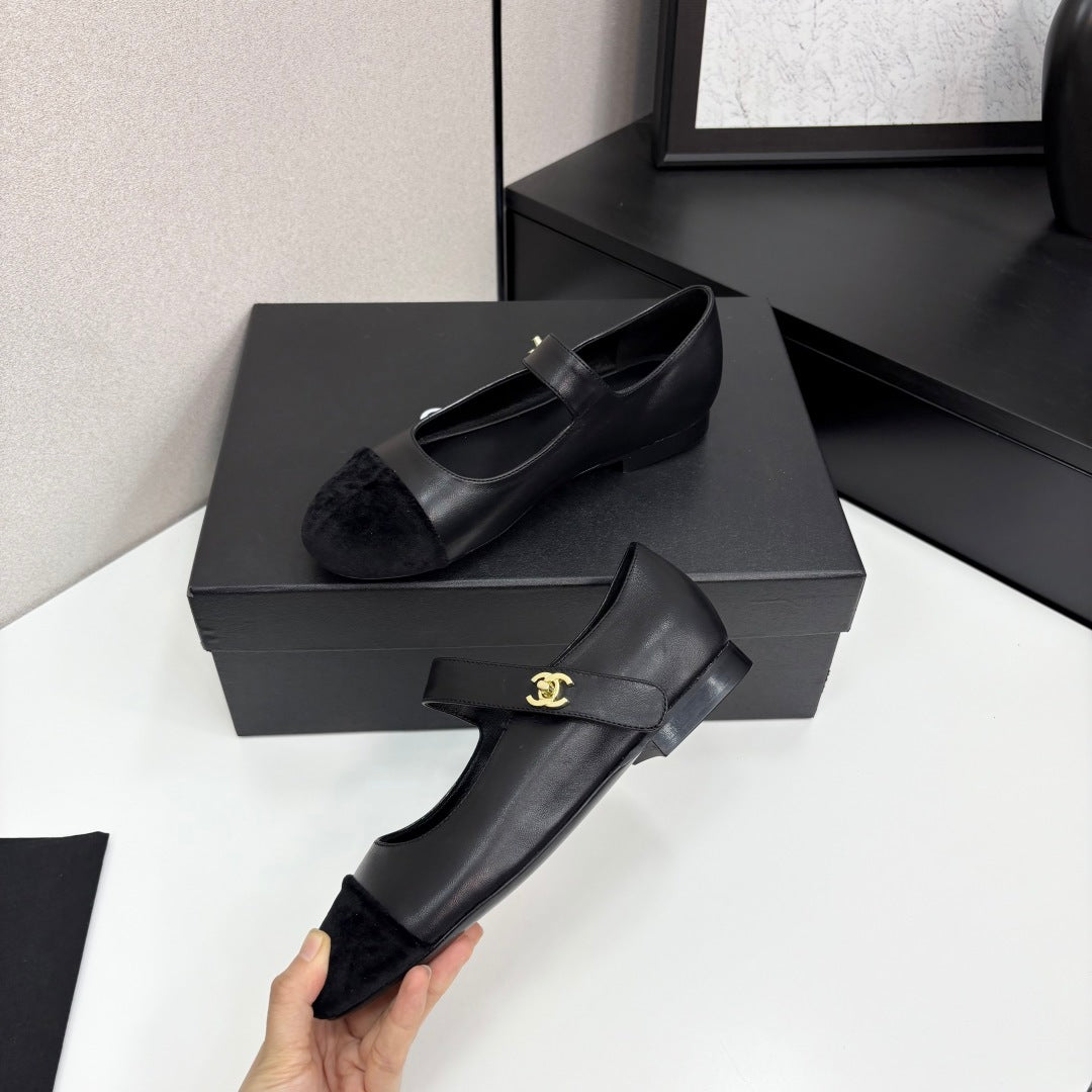 CC 25 Mary Janes In Black Sheepskin And Grosgrain 352467
