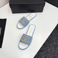 CC 25 Doubble Chain Embroidered Slippers Light Blue Fabric 352497
