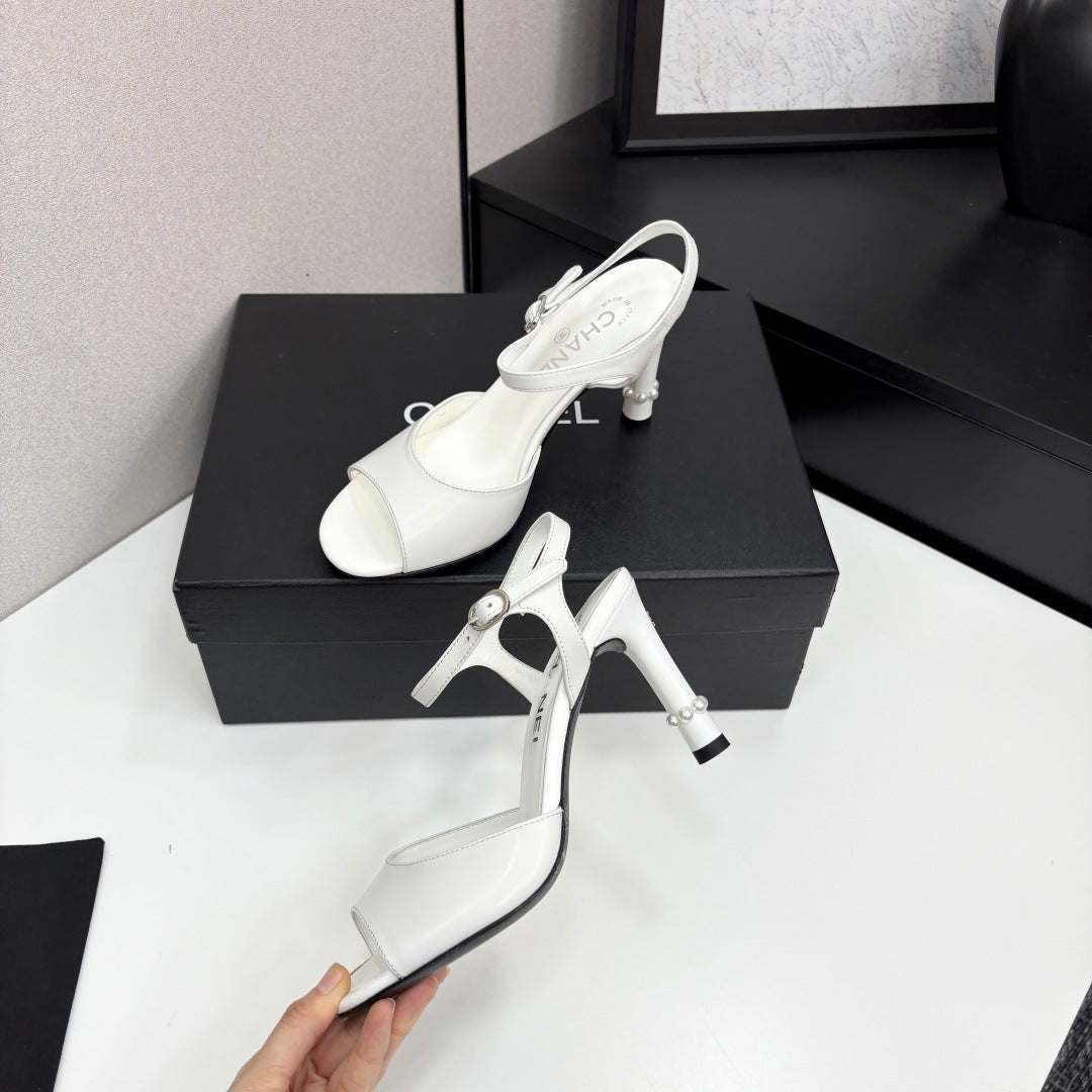CC 25 Heel Sandals 80mm White Lambskin 368824