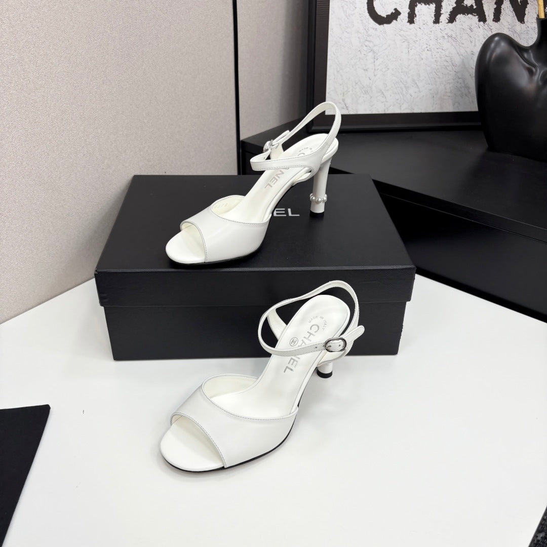 CC 25 Heel Sandals 80mm White Lambskin 368824