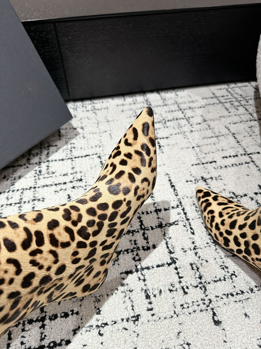 Alaila High Boots 60mm In Light Yellow Calfskin Horsehair Leopard Print 916740