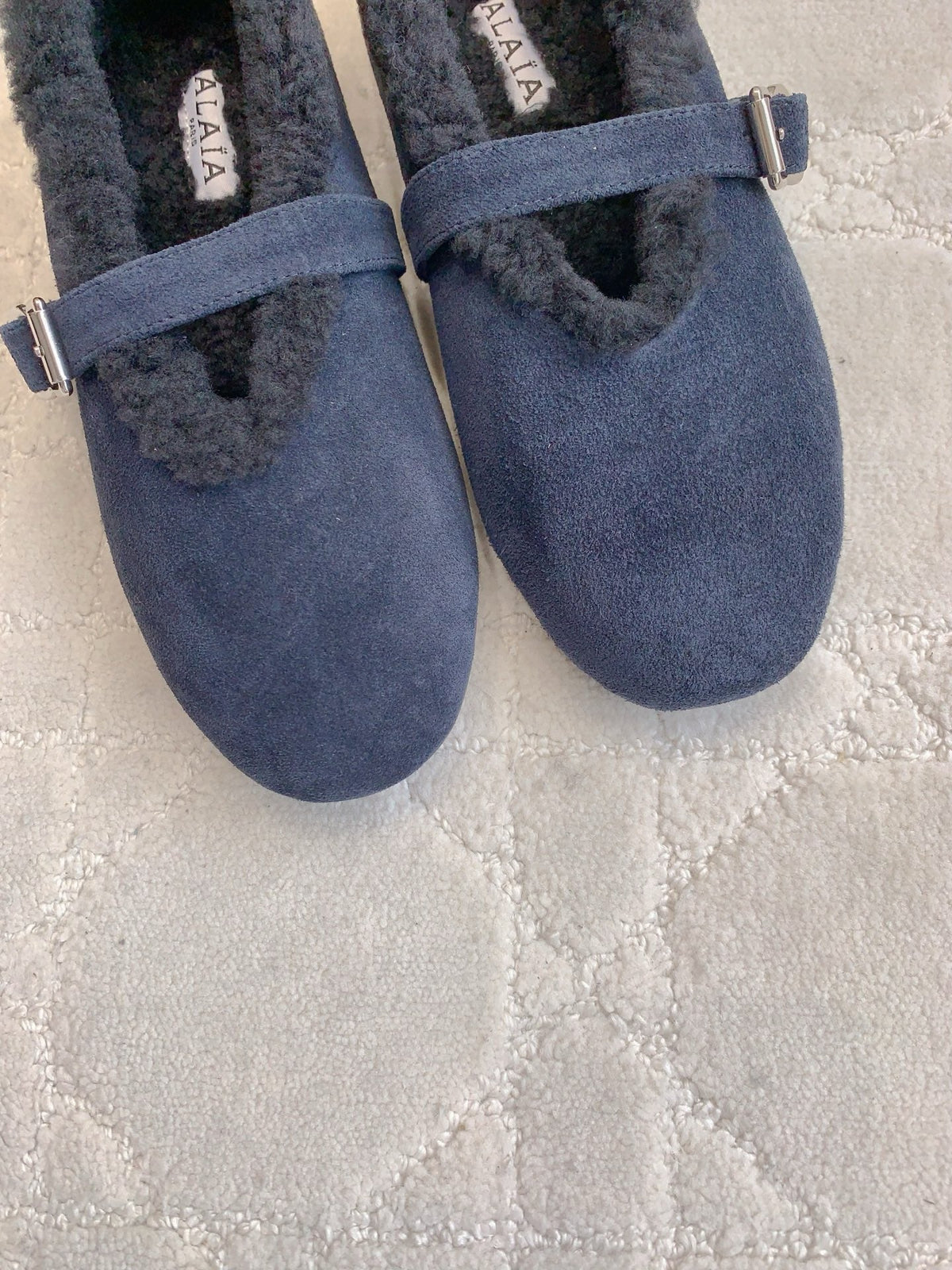 Alaia 2025 Ballet Flat Blue Suede Wool 557376
