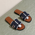 0ran sandal black denim brown calfskin