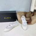 Alaia Ballet Flats White Mesh Patent Leather 674314