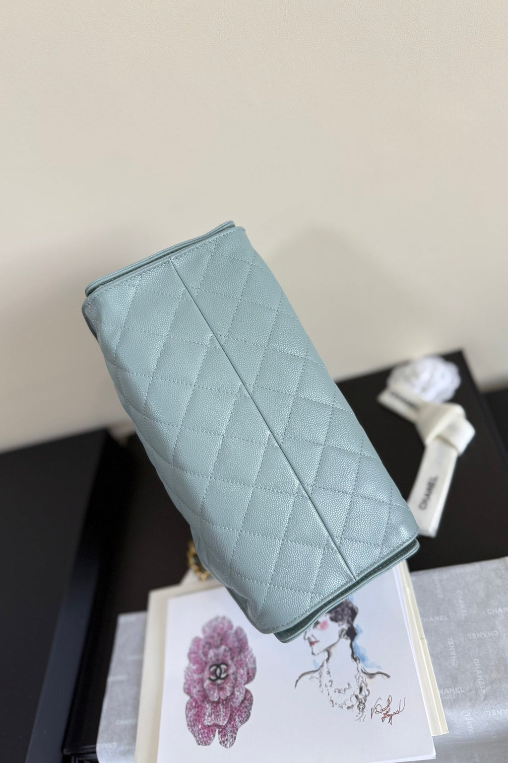 CC 25 Hobo Bag Light Blue Grained Calfskin Leather GHW 282498