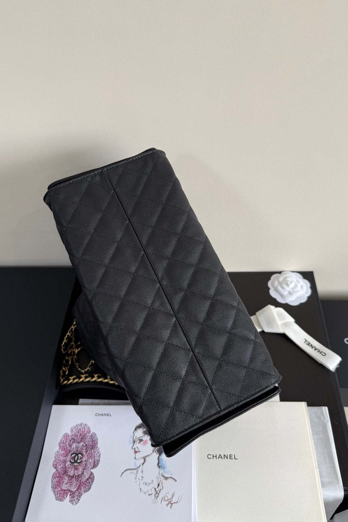 CC 25 Hobo Bag 30cm Black Grained Calfskin Leather GHW 282473