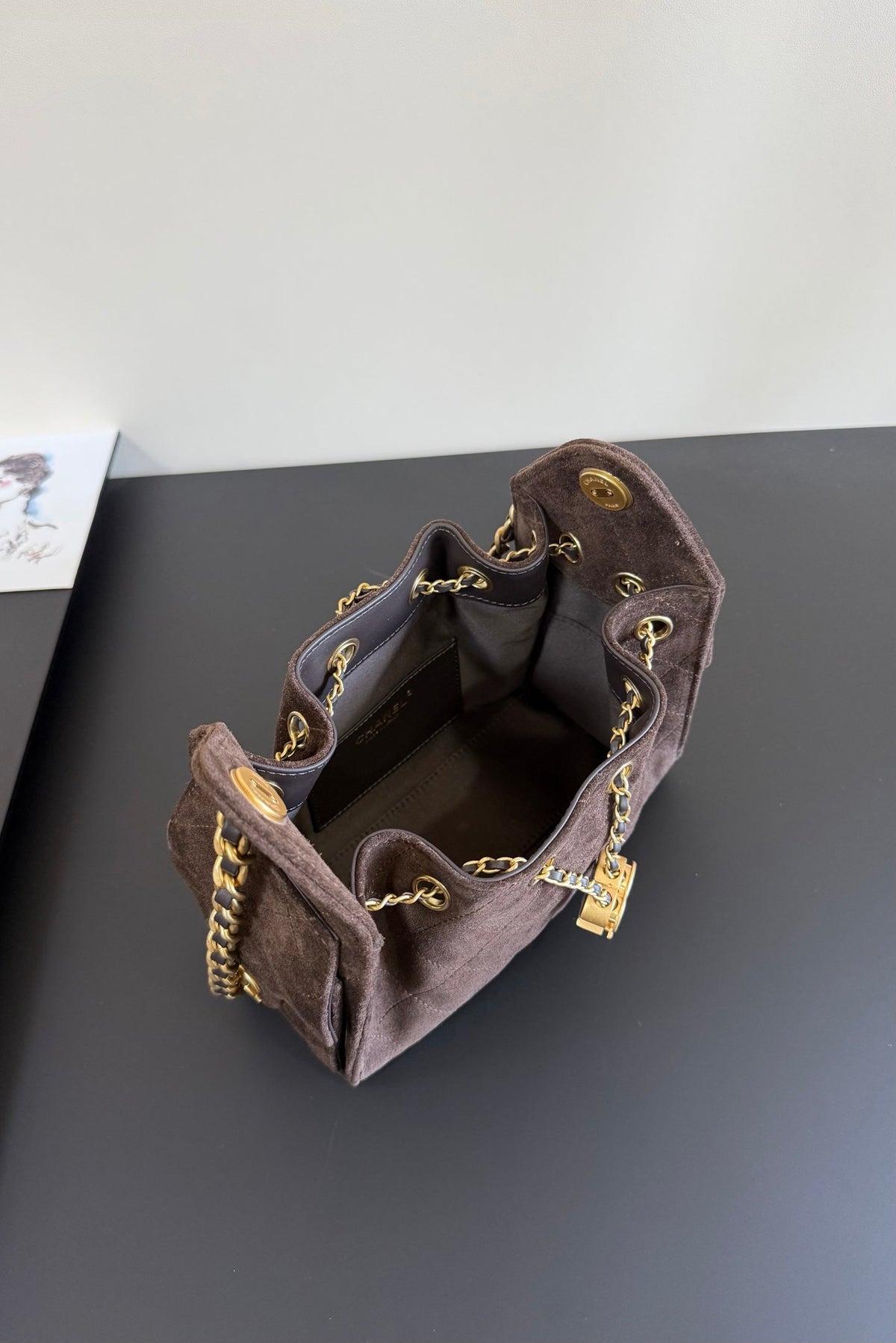 CC 25 Mini Hobo Bag Chocolate Suede GHW 282548