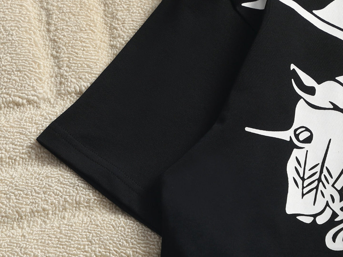 Burberry Men Knight Oversized T-Shirt Black White Cotton