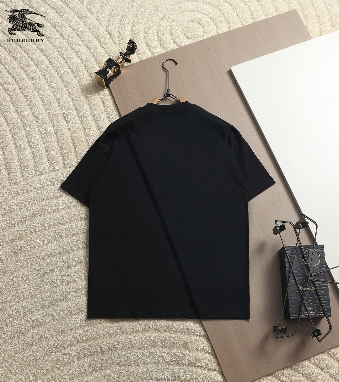 Burberry Men Knight Oversized T-Shirt Black White Cotton