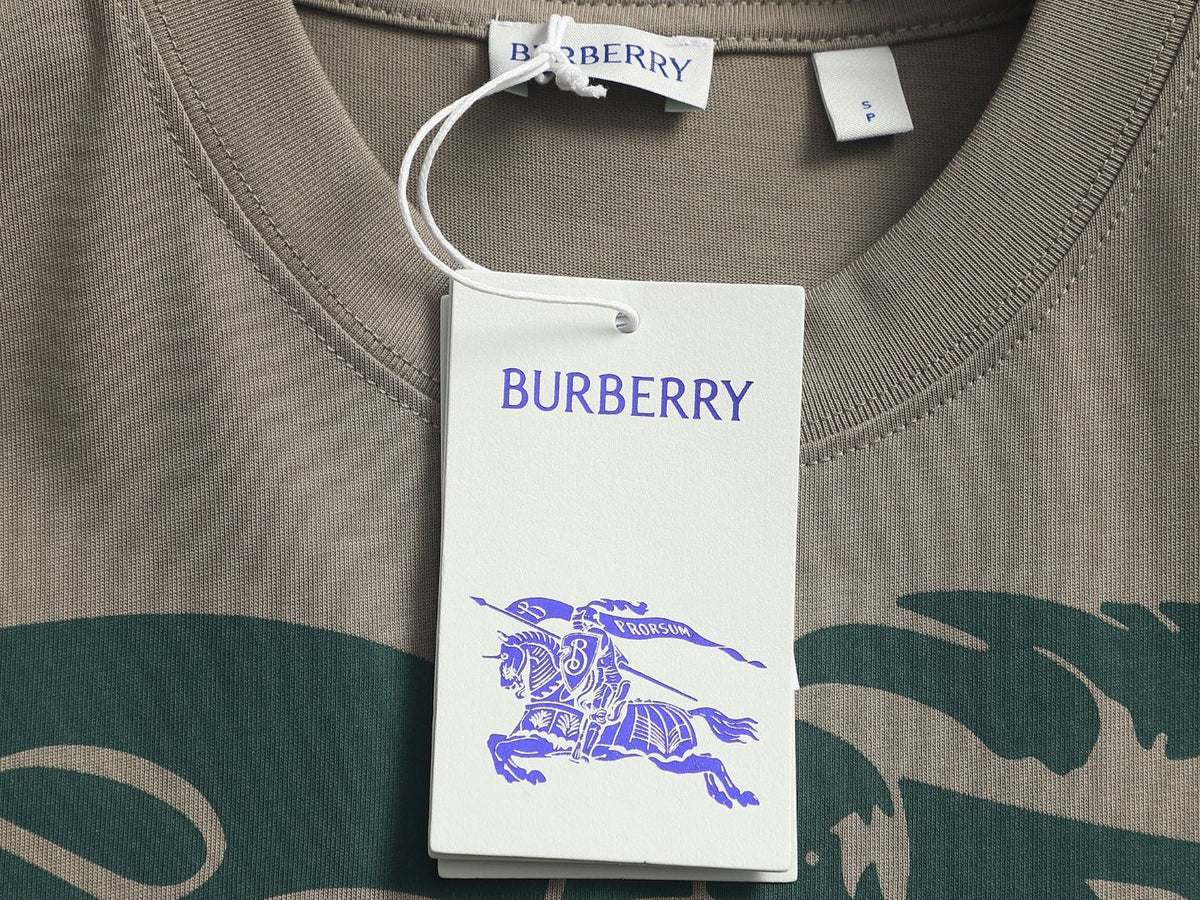 Burberry Men Knight Oversized T-Shirt Green Taupe Cotton