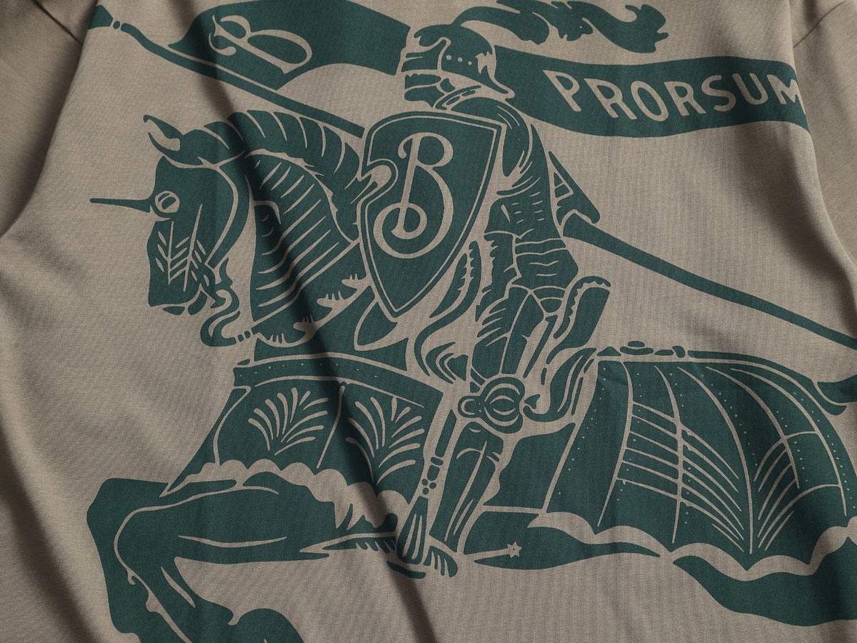 Burberry Men Knight Oversized T-Shirt Green Taupe Cotton