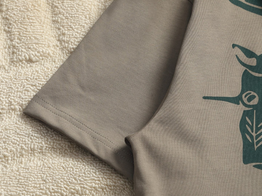 Burberry Men Knight Oversized T-Shirt Green Taupe Cotton
