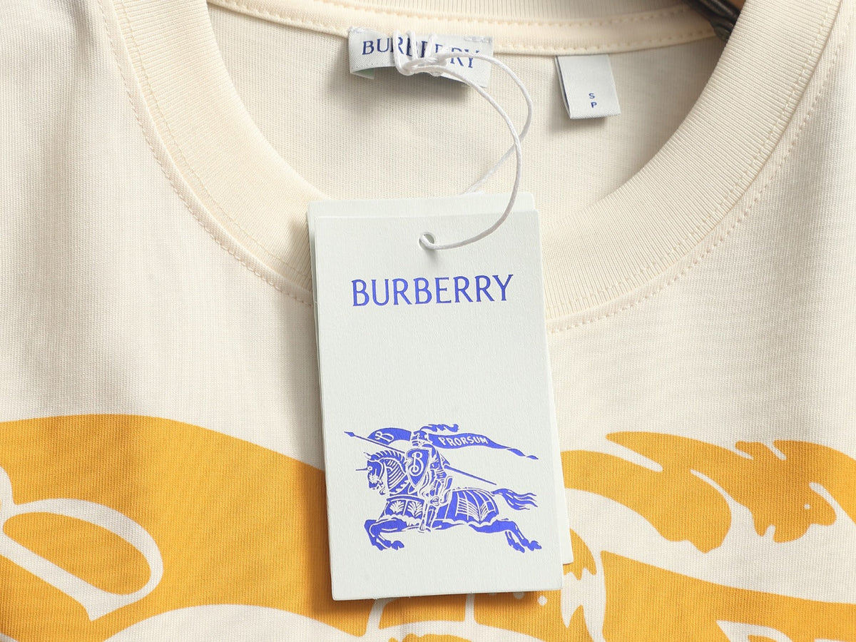 Burberry Men Knight Oversized T-Shirt Cream Yellow Cotton