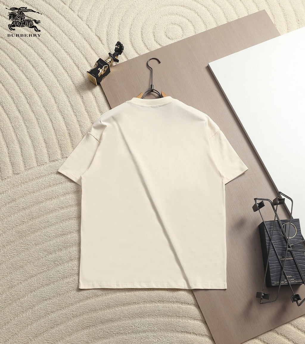 Burberry Men Knight Oversized T-Shirt Cream Yellow Cotton