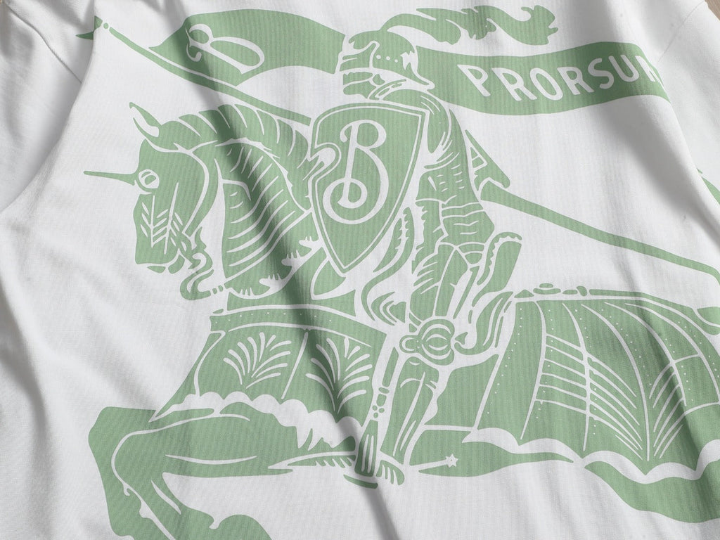 Burberry Men Knight Oversized T-Shirt Green White Cotton