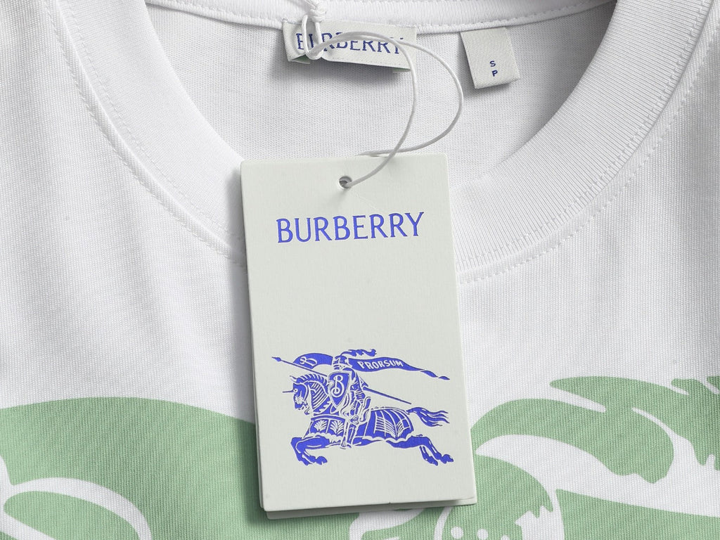 Burberry Men Knight Oversized T-Shirt Green White Cotton