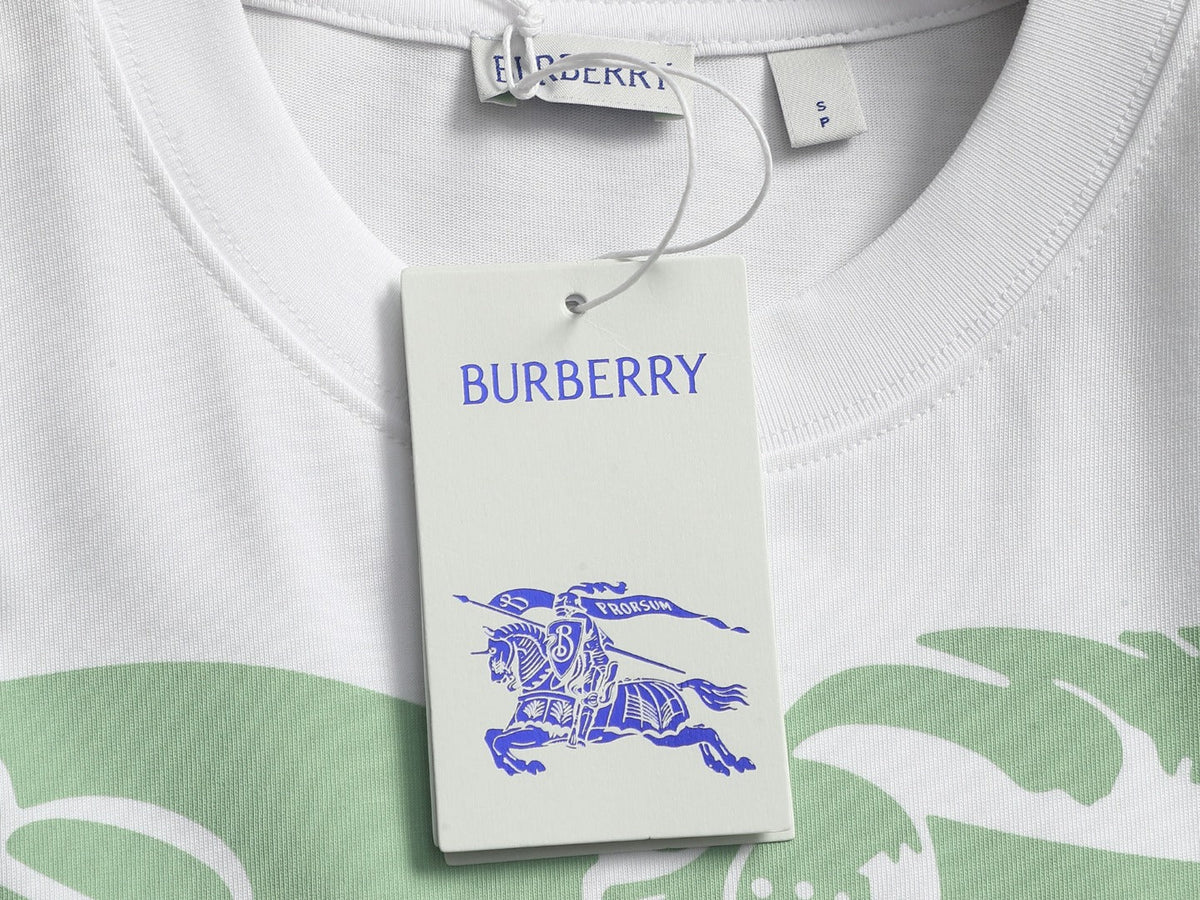 Burberry Men Knight Oversized T-Shirt Green White Cotton