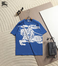 Burberry Men Knight Oversized T-Shirt Blue White Cotton