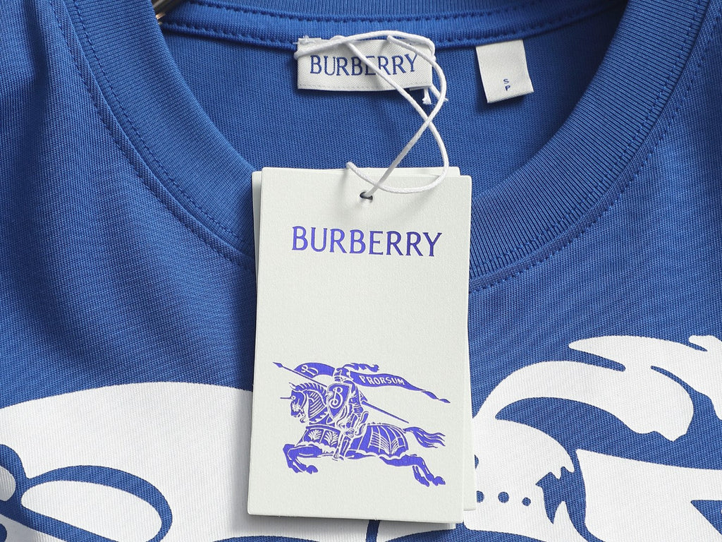 Burberry Men Knight Oversized T-Shirt Blue White Cotton