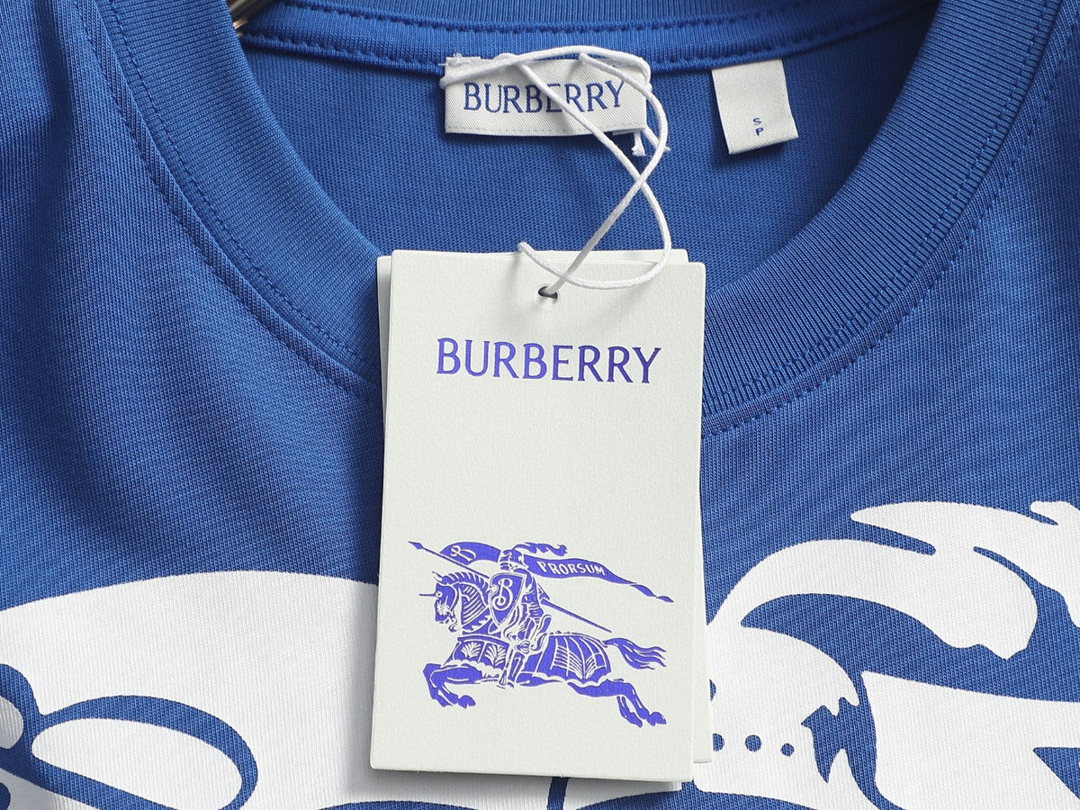 Burberry Men Knight Oversized T-Shirt Blue White Cotton