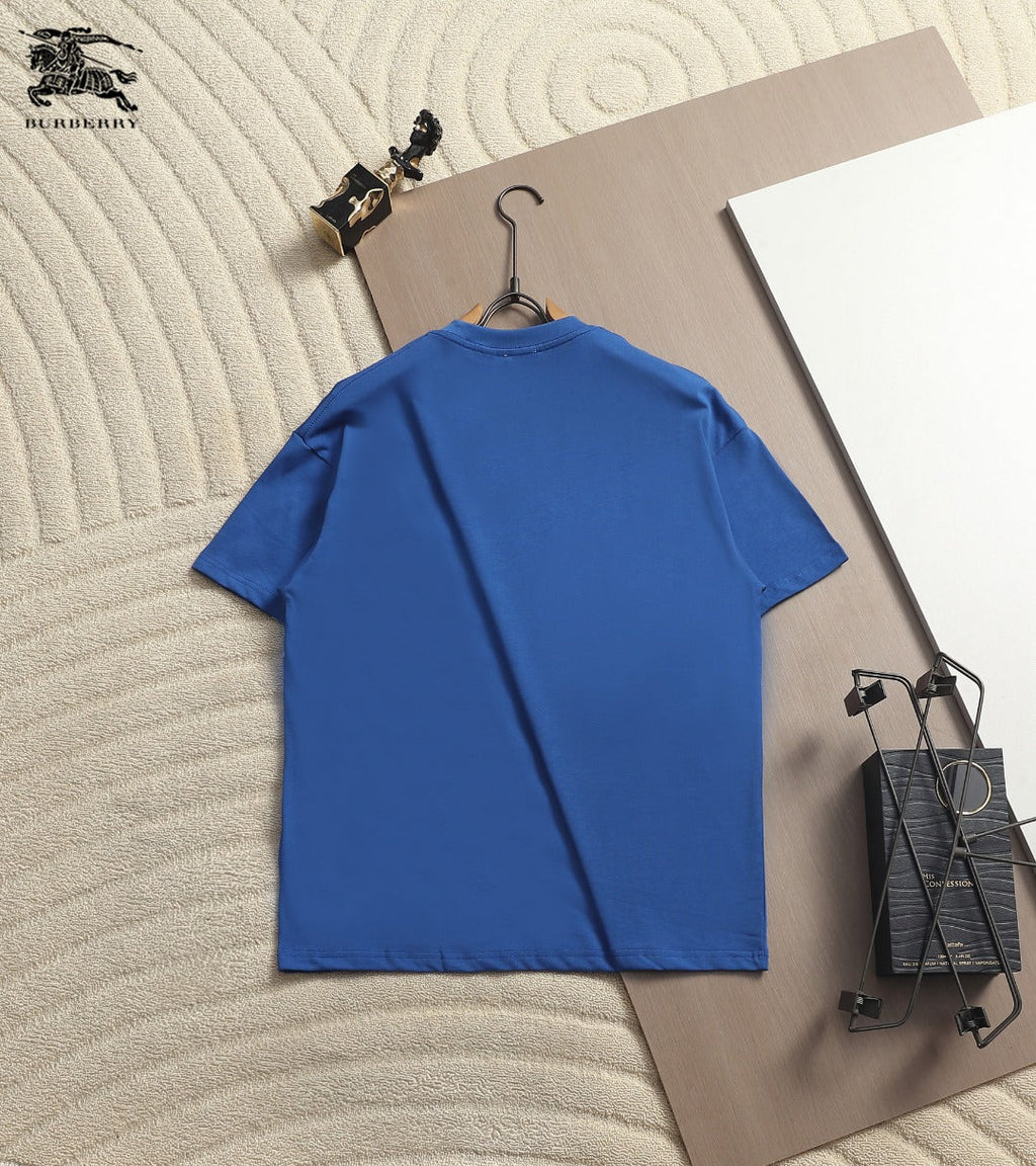 Burberry Men Knight Oversized T-Shirt Blue White Cotton
