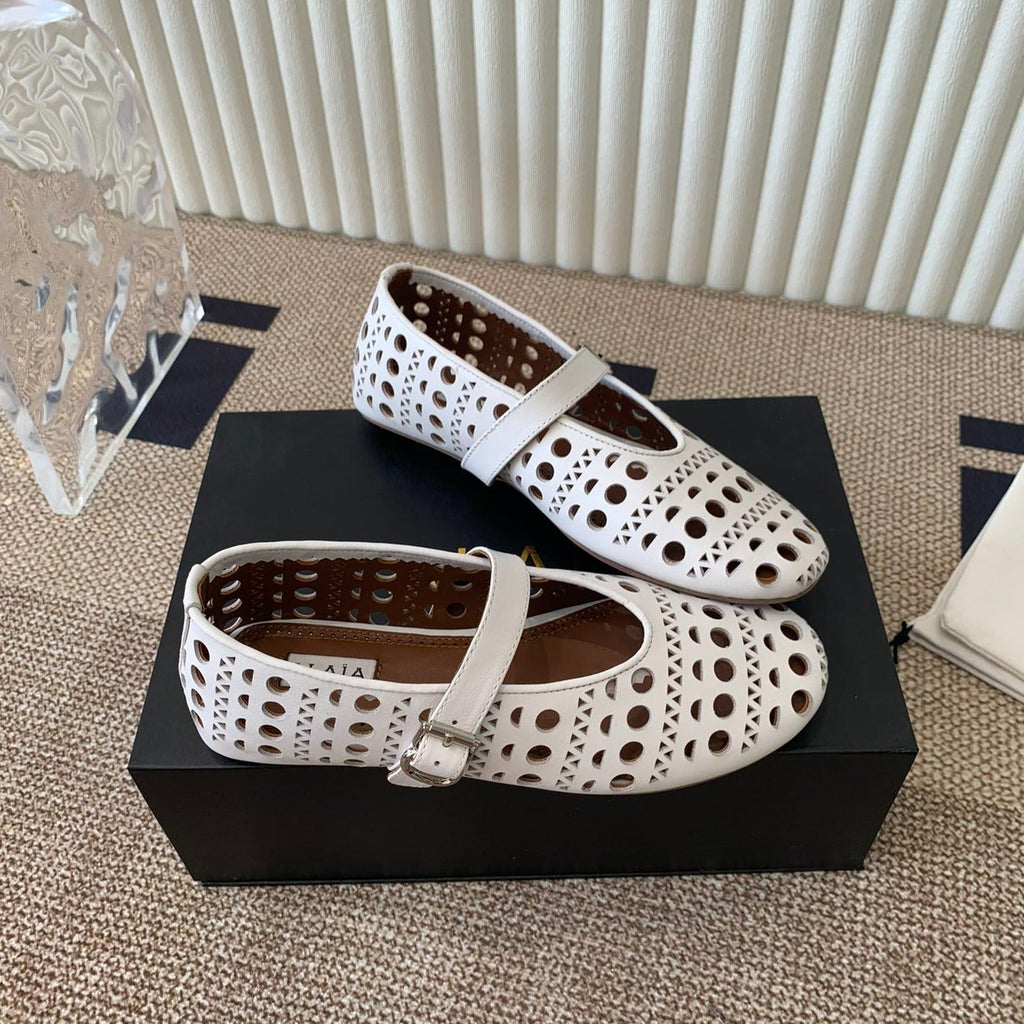 ballet flat in vienne white lambskin