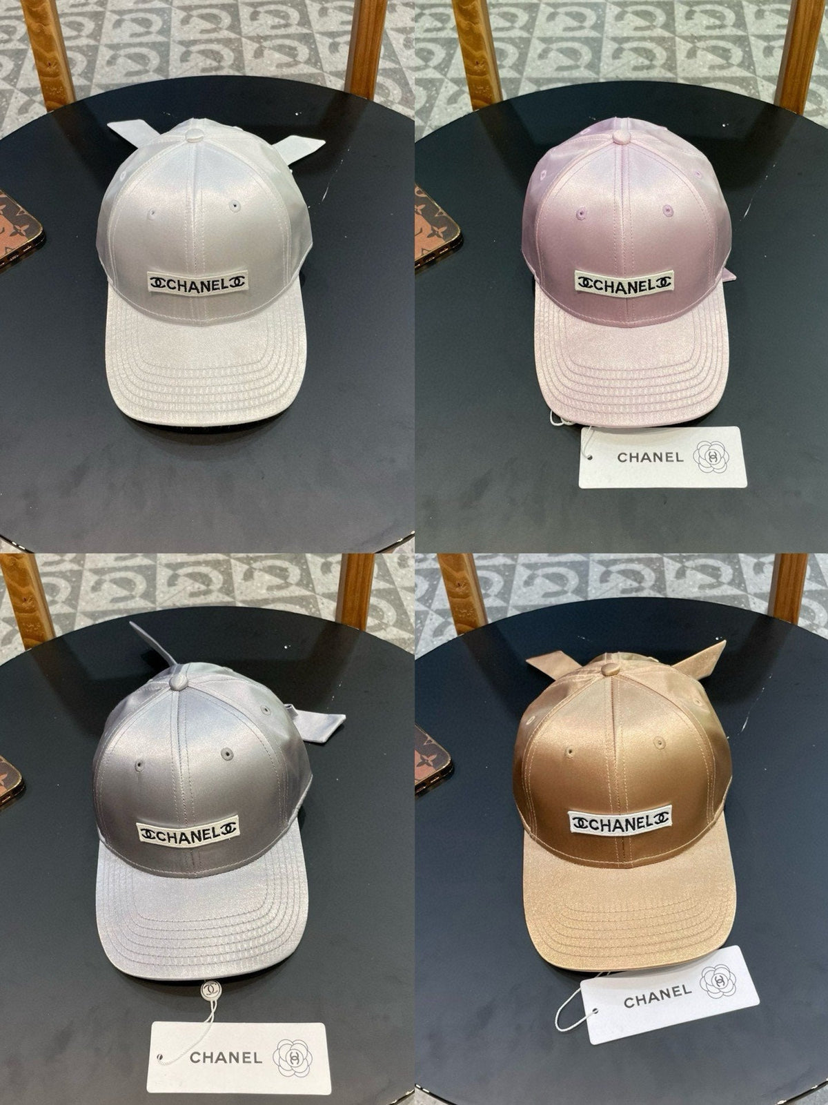 BASEBALL HAT IN PALE GRAY SILK SATIN 404863