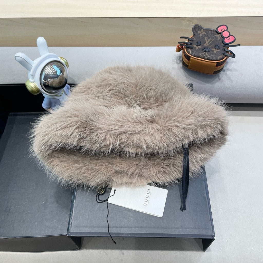 BUCKET HAT IN KHAKI BROWN FOX FUR 404749