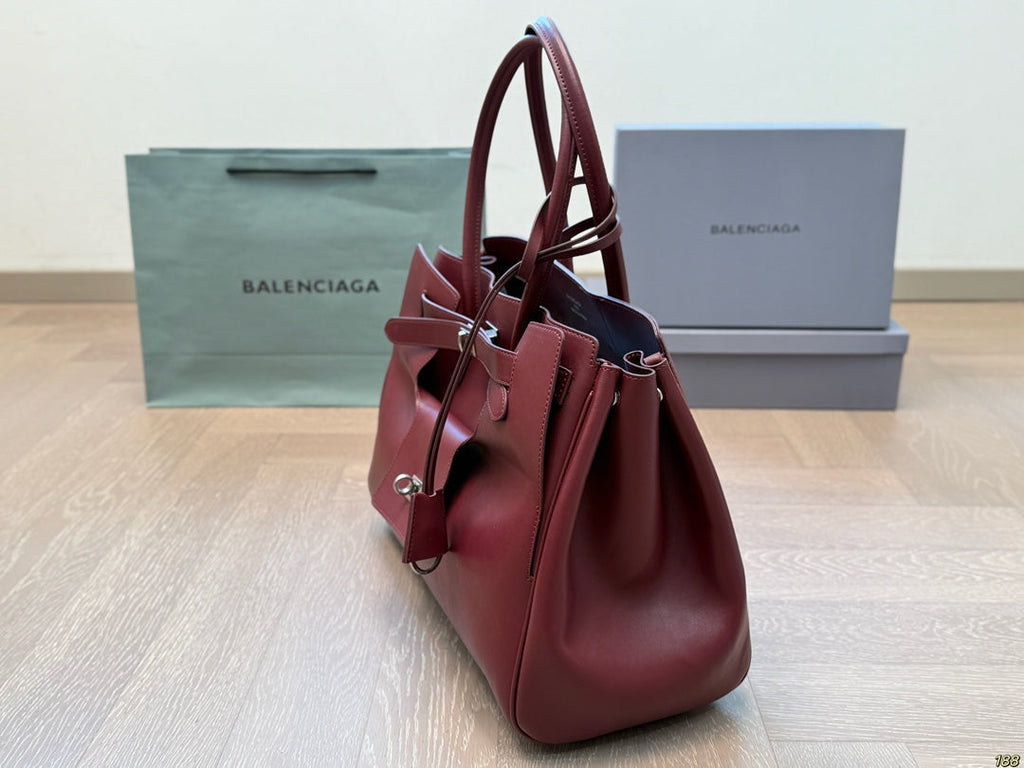 BEL AIR CARRY ALL BAG 37 IN BURGUNDY RED NAPPA LAMBSKIN SILVER HARDWARE