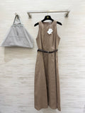 Brunello Cucinelli 26s Sparkling-Twill Maxi Dress Light Brown Cotton Linen