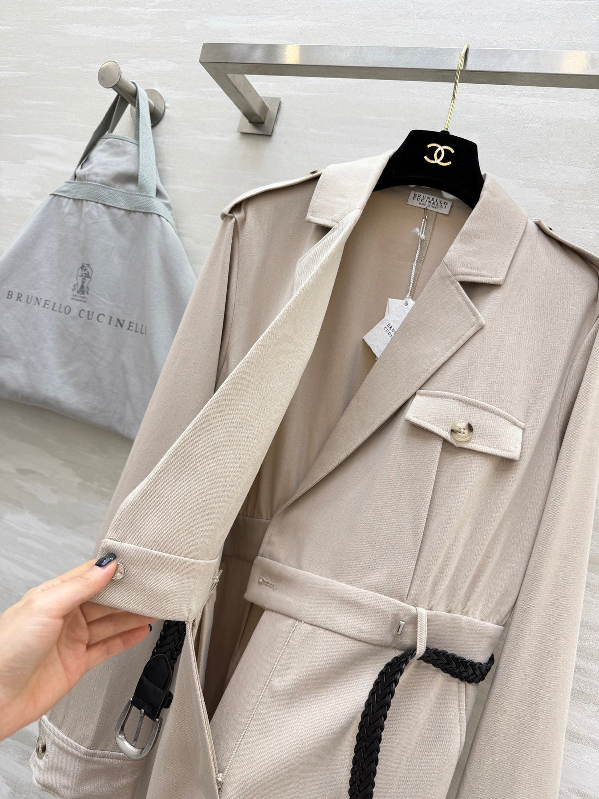 Brunello Cucinelli 26s Suit-Style Dress Light Taupe Cotton