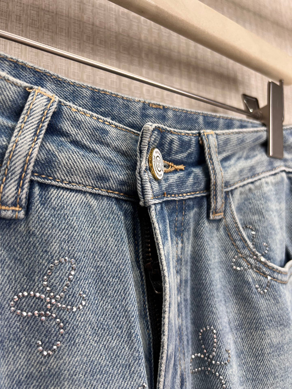 Annsevenwang Wide-Leg Jeans Light Blue Denim 370097