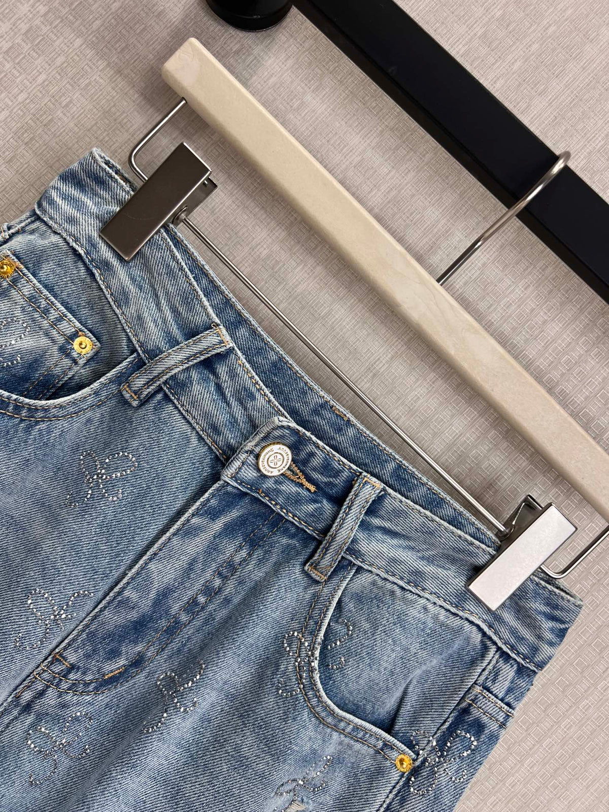 Annsevenwang Wide-Leg Jeans Light Blue Denim 370097